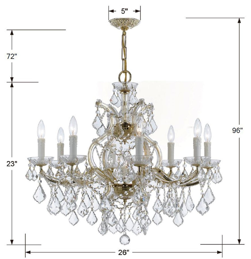 Crystorama Crystorama Maria Theresa 9 Light Hand Cut Crystal Gold Chandelier