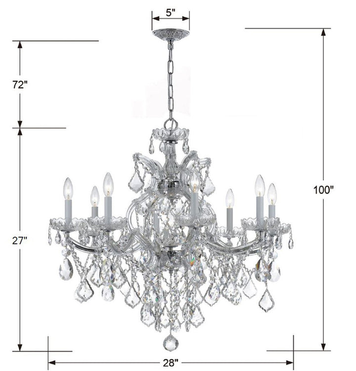 Crystorama Crystorama Maria Theresa 9 Light Hand Cut Crystal Polished Chrome Chandelier