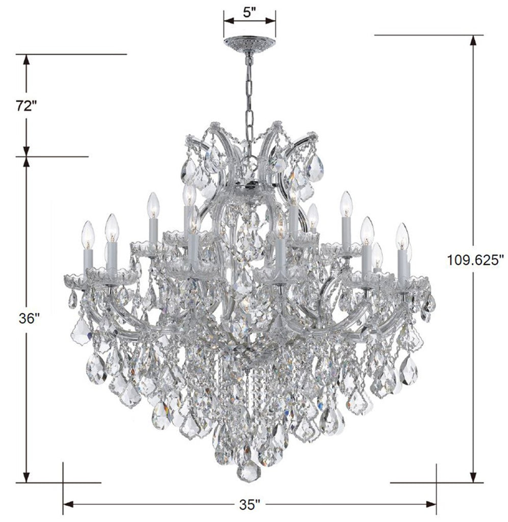 Crystorama Crystorama Maria Theresa 19 Light Clear Italian Crystal Polished Chrome Chandelier