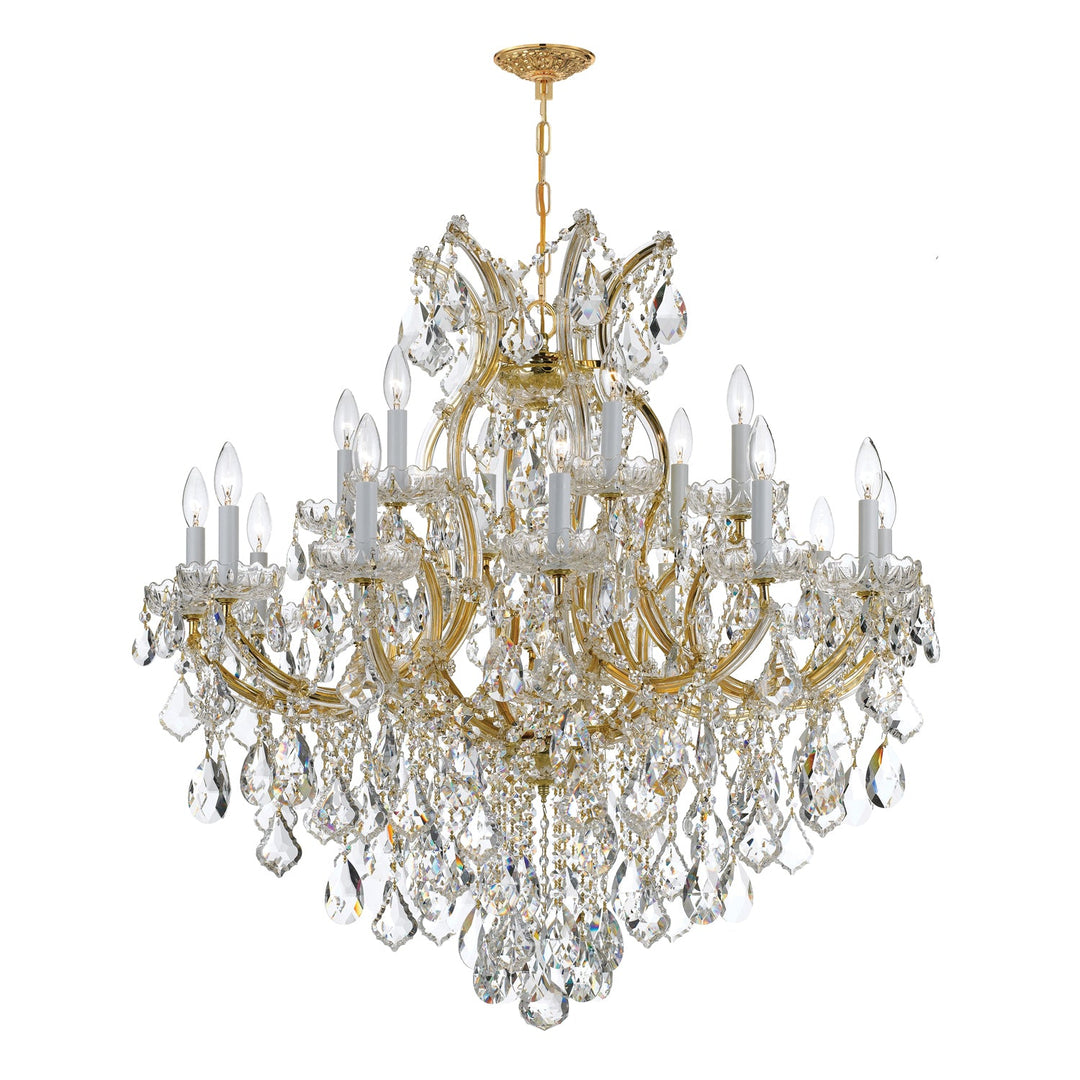 Crystorama Crystorama Maria Theresa 19 Light Clear Italian Crystal Gold Chandelier