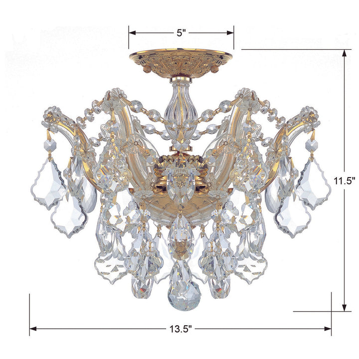Crystorama Crystorama Maria Theresa 3 Light Swarovski Strass Crystal Gold Semi Flush Mount