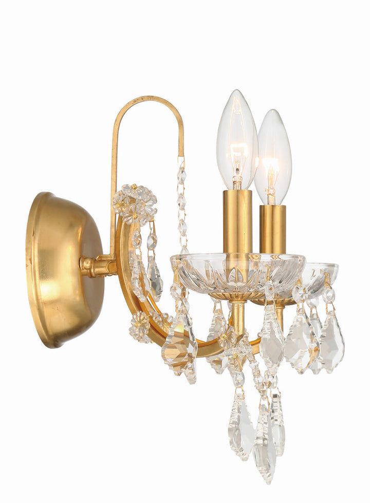 Crystorama Crystorama Filmore 2 Light Hand Cut Crystal Antique Gold Sconce