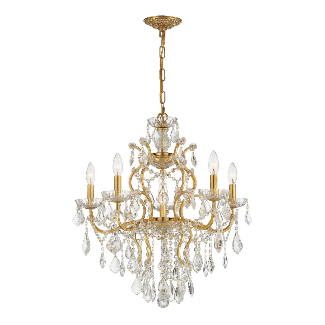 Crystorama Crystorama Filmore 6 Light Swarovski Strass Crystal Antique Gold Chandelier