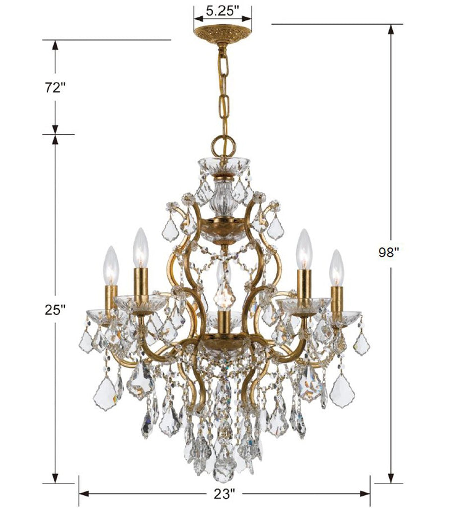 Crystorama Crystorama Filmore 6 Light Swarovski Strass Crystal Antique Gold Chandelier
