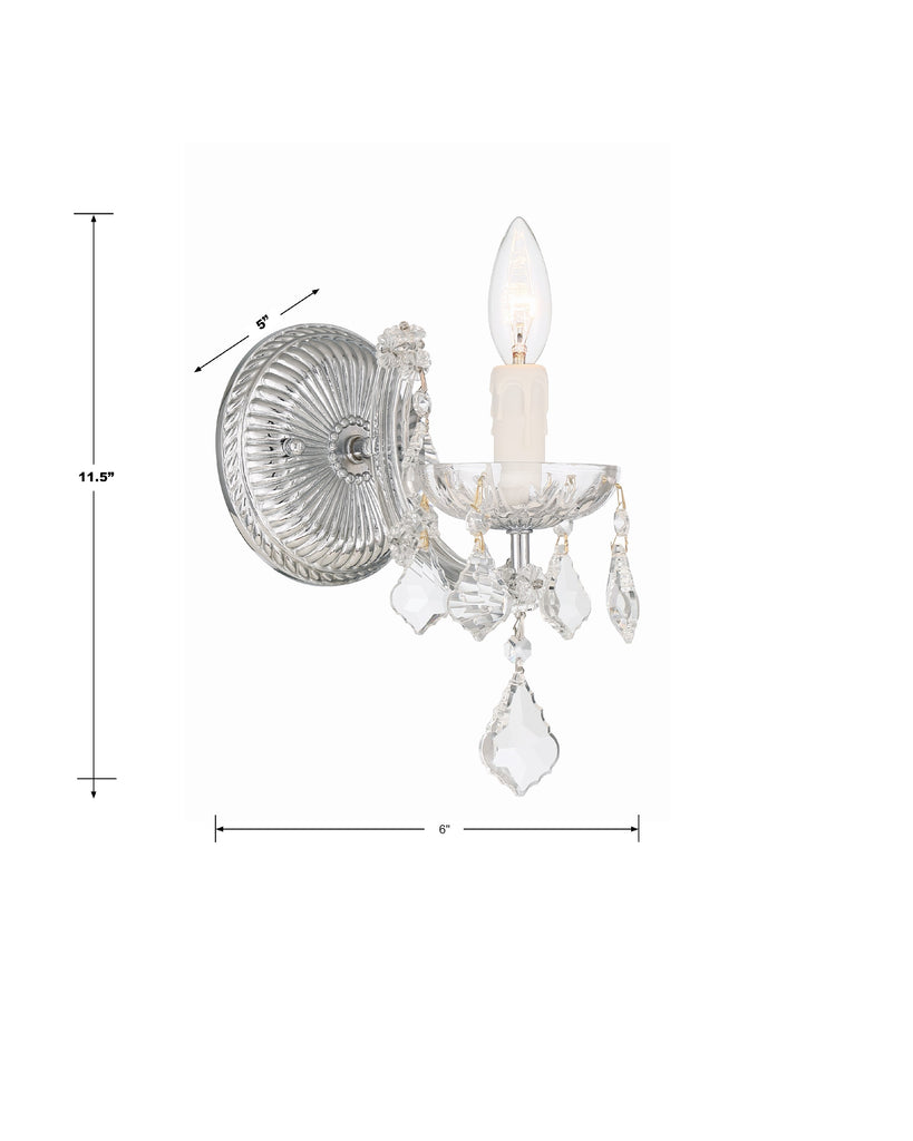 Crystorama Crystorama Maria Theresa 1 Light Hand Cut Crystal Polished Chrome Sconce