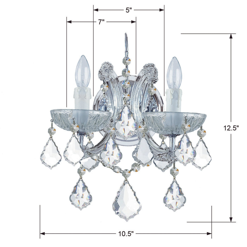 Crystorama Crystorama Maria Theresa 2 Light Hand Cut Crystal Polished Chrome Sconce