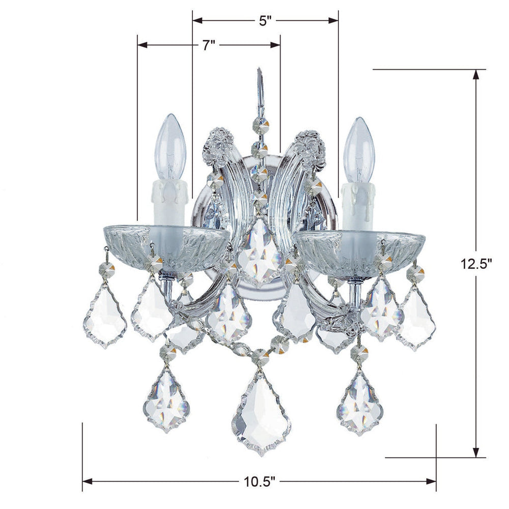Maria Theresa 2 Light Swarovski Strass Crystal Polished Chrome Sconce Crystorama