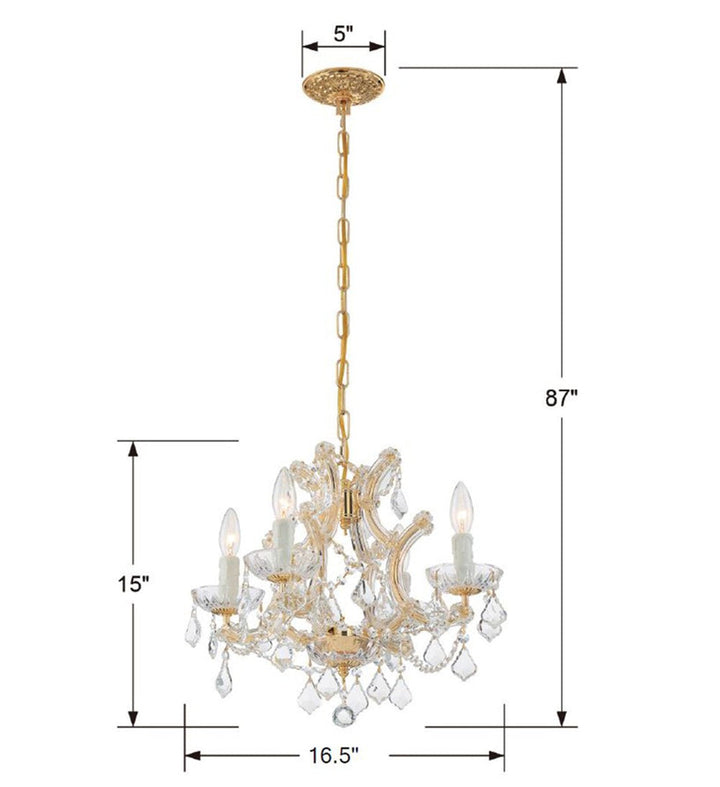 Crystorama Crystorama Maria Theresa 4 Light Clear Italian Crystal Gold Mini Chandelier
