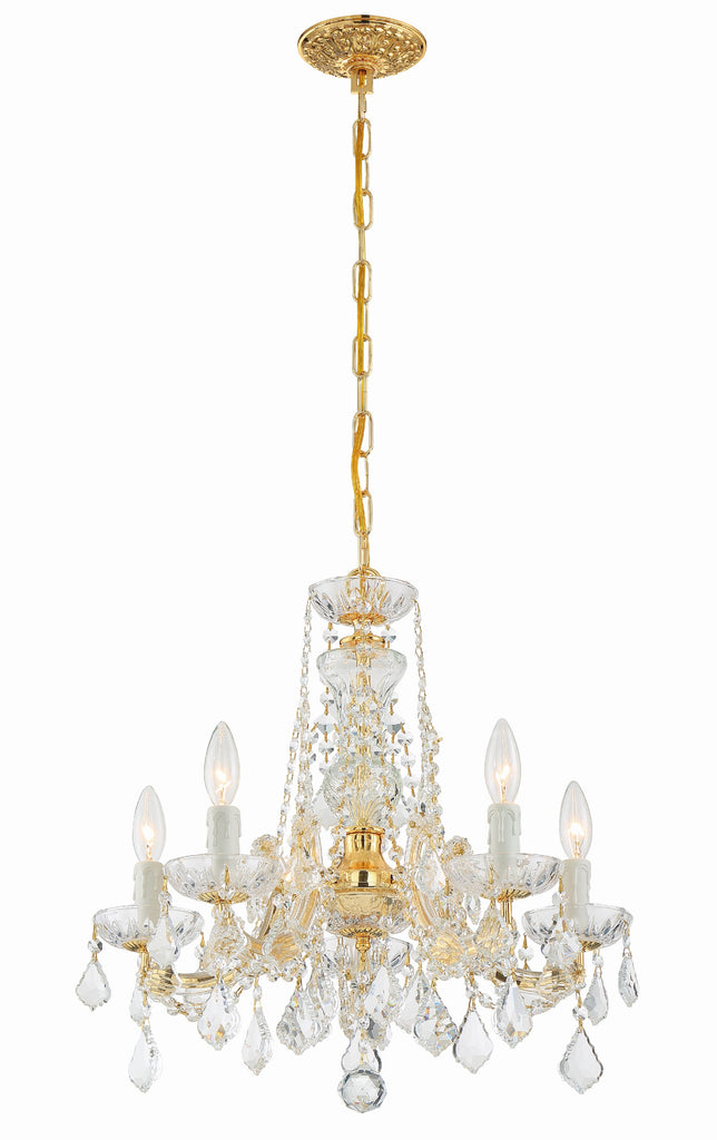 Crystorama Crystorama Maria Theresa 5 Light Hand Cut Crystal Gold Chandelier