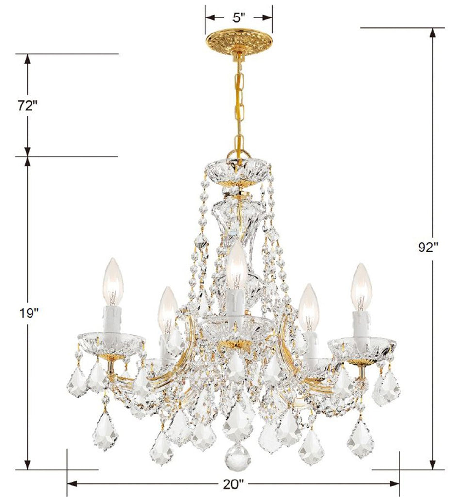 Crystorama Crystorama Maria Theresa 5 Light Hand Cut Crystal Gold Chandelier