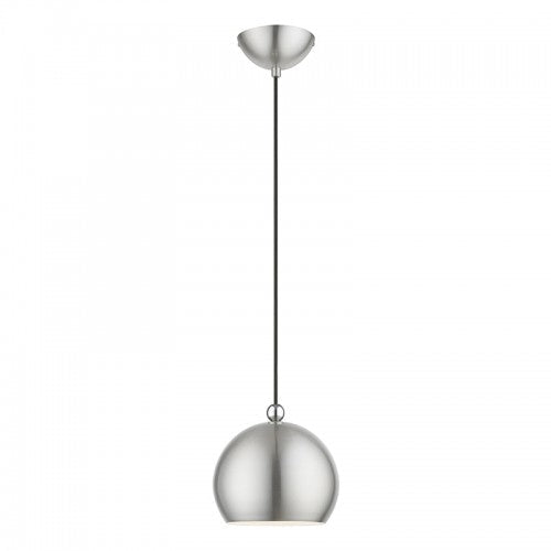 1 Light Brushed Nickel with Polished Chrome Accents Globe Mini Pendant Pendant Livex