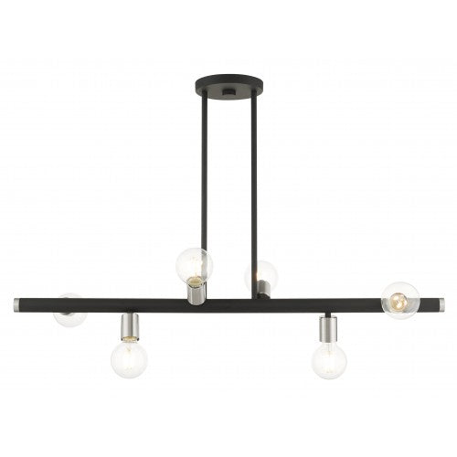6 Light Black Linear Chandelier Livex