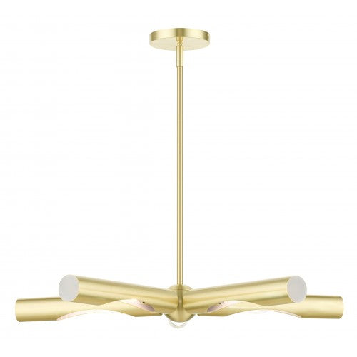 5 Light Satin Brass Chandelier Livex