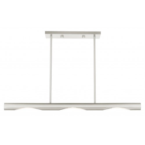 3 Light Brushed Nickel Linear Chandelier Livex