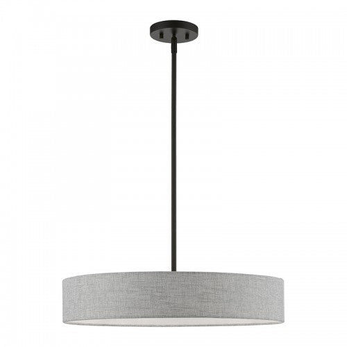 4 Light Black Medium Drum Pendant Pendant Livex