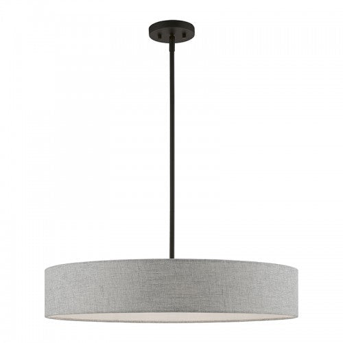 5 Light Black Large Drum Pendant Pendant Livex