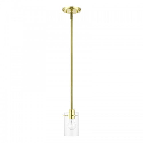 1 Light Satin Brass Single Pendant Pendant Livex