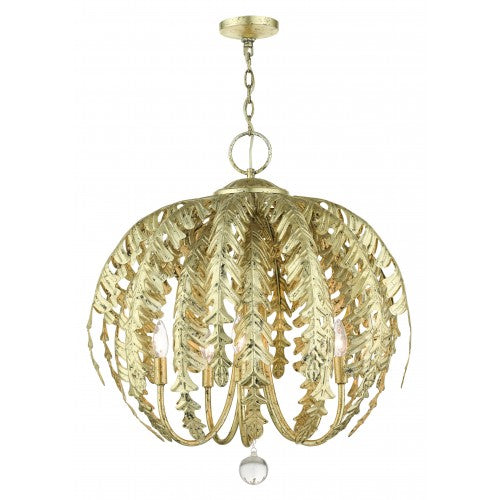 5 Light Winter Gold Chandelier Livex