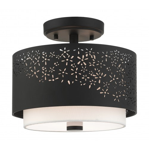 2 Light Black Semi Flush Livex