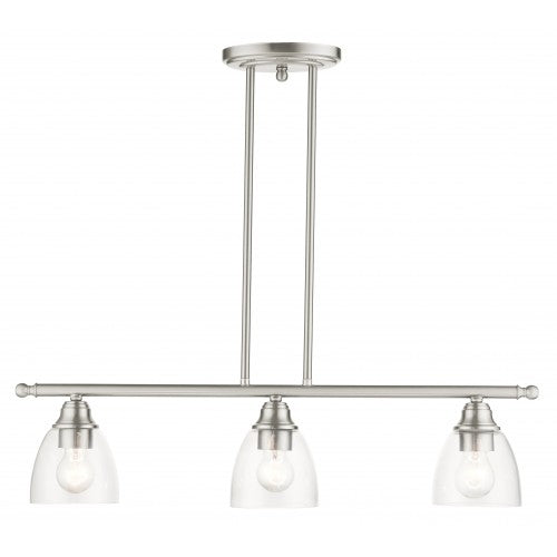 3 Light Brushed Nickel Linear Chandelier Livex