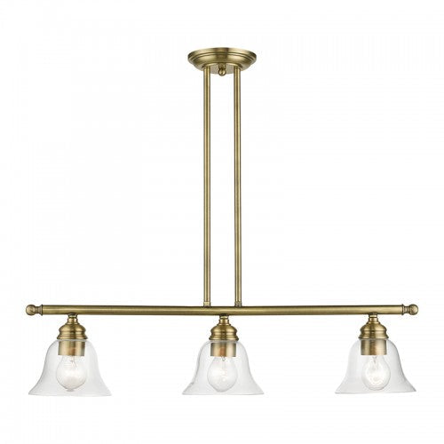 3 Light Antique Brass Linear Chandelier Livex