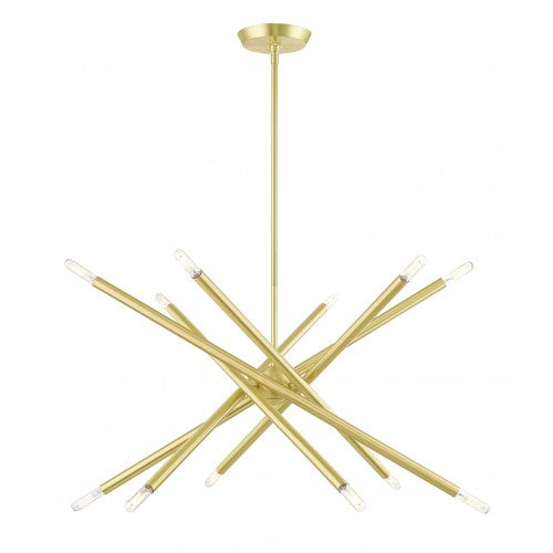 12 Light Satin Brass Chandelier Livex