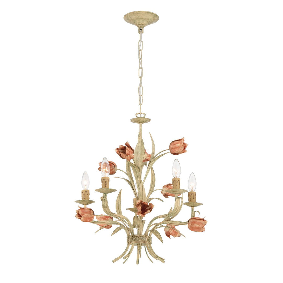 Crystorama Crystorama Southport 5 Light Sage Rose Chandelier