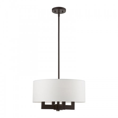 4 Light Bronze with Antique Brass Accents Pendant Chandelier Livex