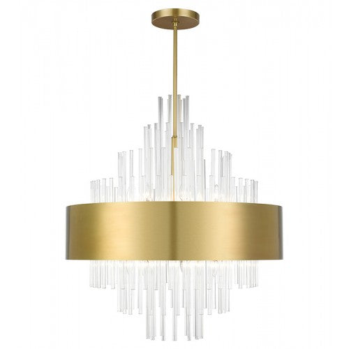 14 Light Natural Brass Large Pendant Chandelier Livex