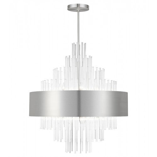 14 Light Brushed Nickel Large Pendant Chandelier Livex