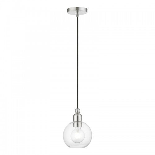 1 Light Brushed Nickel Sphere Mini Pendant Pendant Livex
