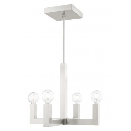 4 Light Brushed Nickel Chandelier Livex