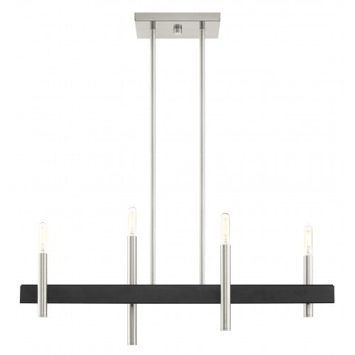 4 Light Brushed Nickel Linear Chandelier Livex