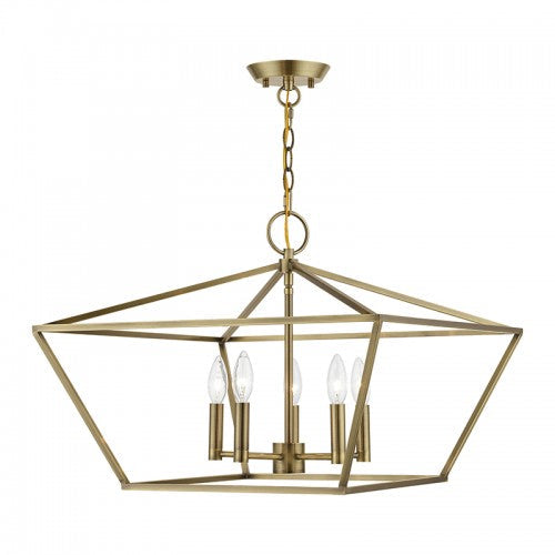 5 Light Antique Brass Chandelier Livex