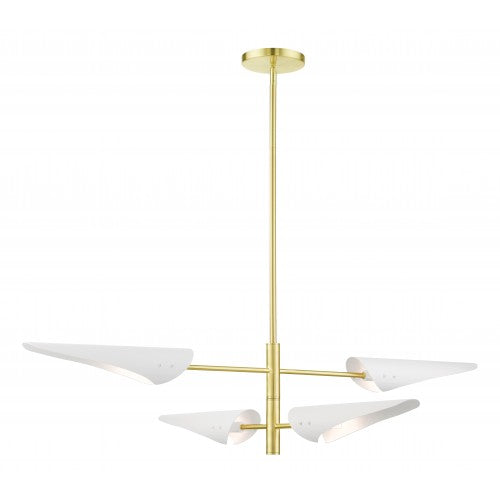 4 Light Satin Brass Pendant Chandelier Livex