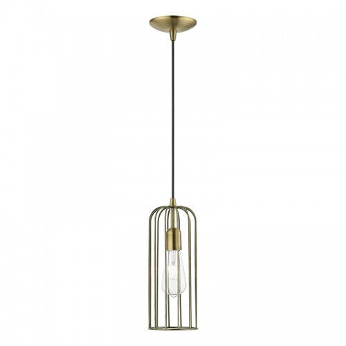 1 Light Antique Brass Pendant Pendant Livex