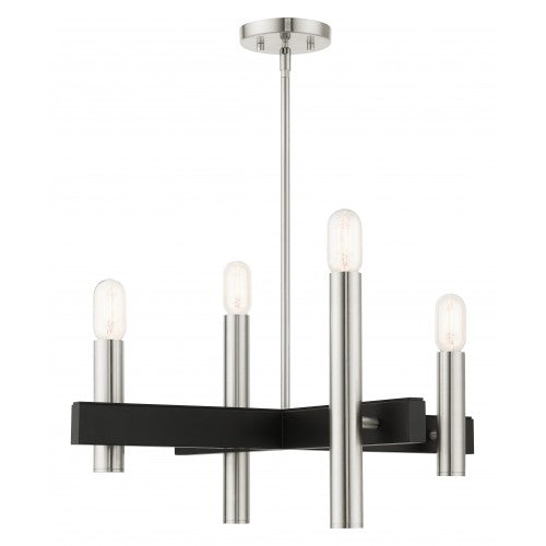 4 Light Brushed Nickel Chandelier Livex