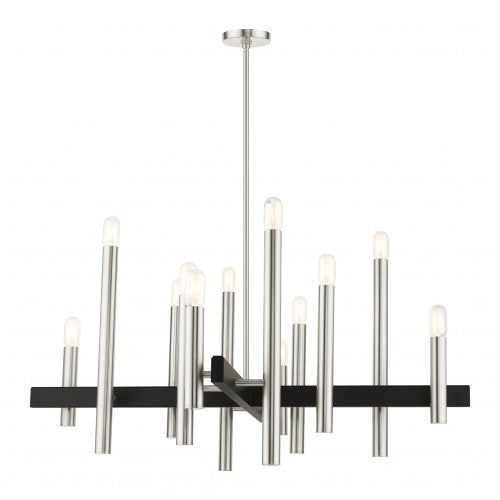12 Light Brushed Nickel Chandelier Livex