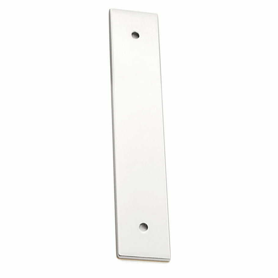 5 1/4 Inch (4 Inch c-c) Solid Brass Art Deco Rectangular Back Plate (Polished Nickel Finish) EMTEK