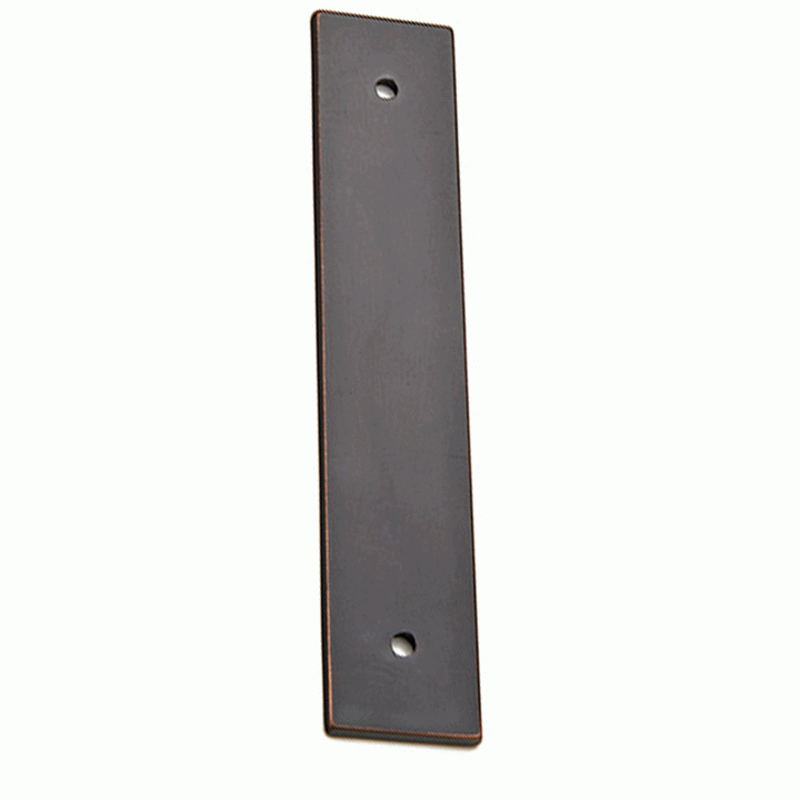 5 1/4 Inch (4 Inch c-c) Solid Brass Art Deco Rectangular Back Plate (Venetian Rubbed Bronze Finish) EMTEK