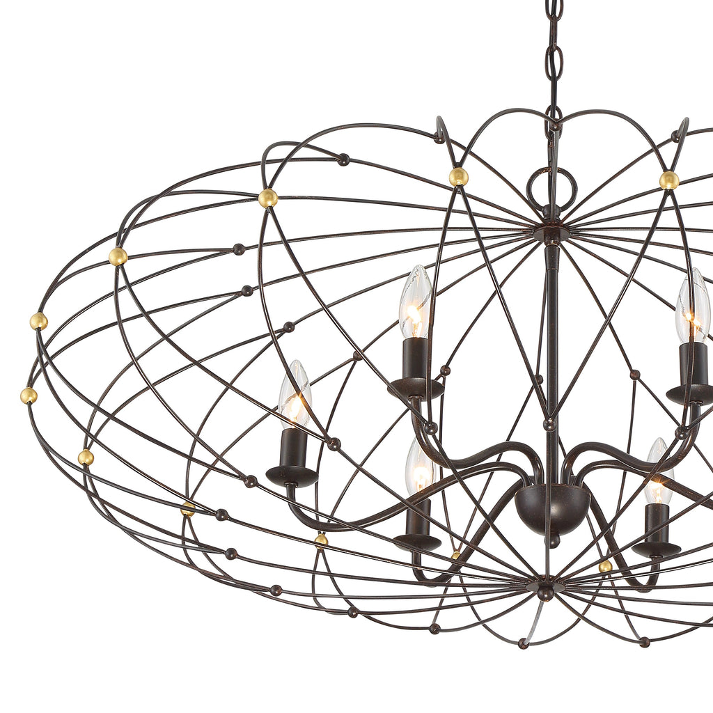 Crystorama Crystorama Zucca 6 Light English Bronze + Antique Gold Chandelier
