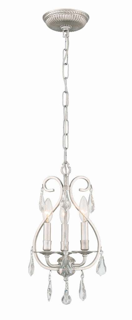 Crystorama Crystorama Ashton 3 Light Hand Cut Crystal Olde Silver Mini Chandelier