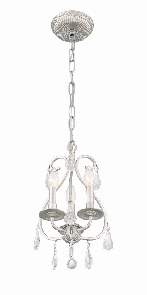 Crystorama Crystorama Ashton 3 Light Hand Cut Crystal Olde Silver Mini Chandelier