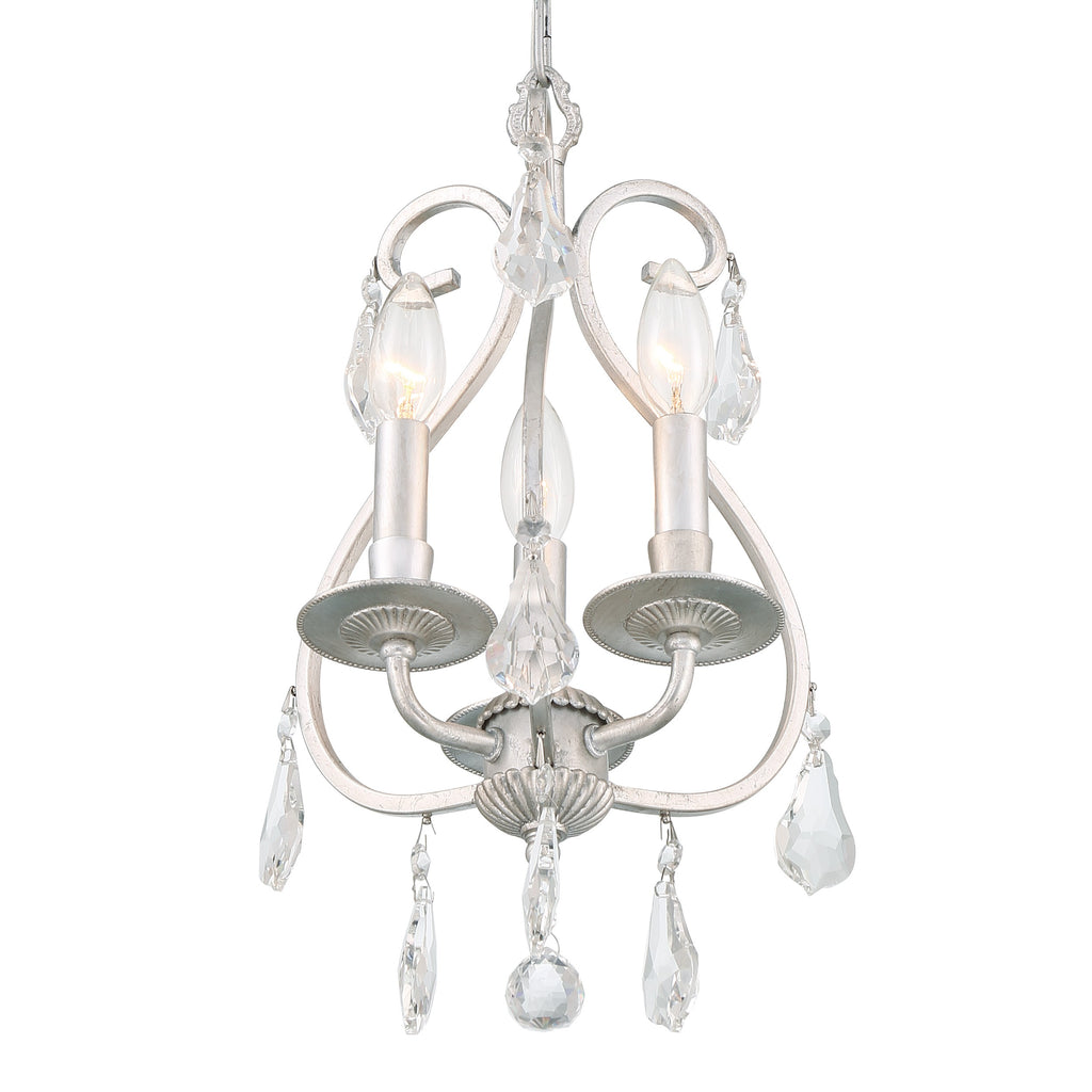 Crystorama Crystorama Ashton 3 Light Hand Cut Crystal Olde Silver Mini Chandelier