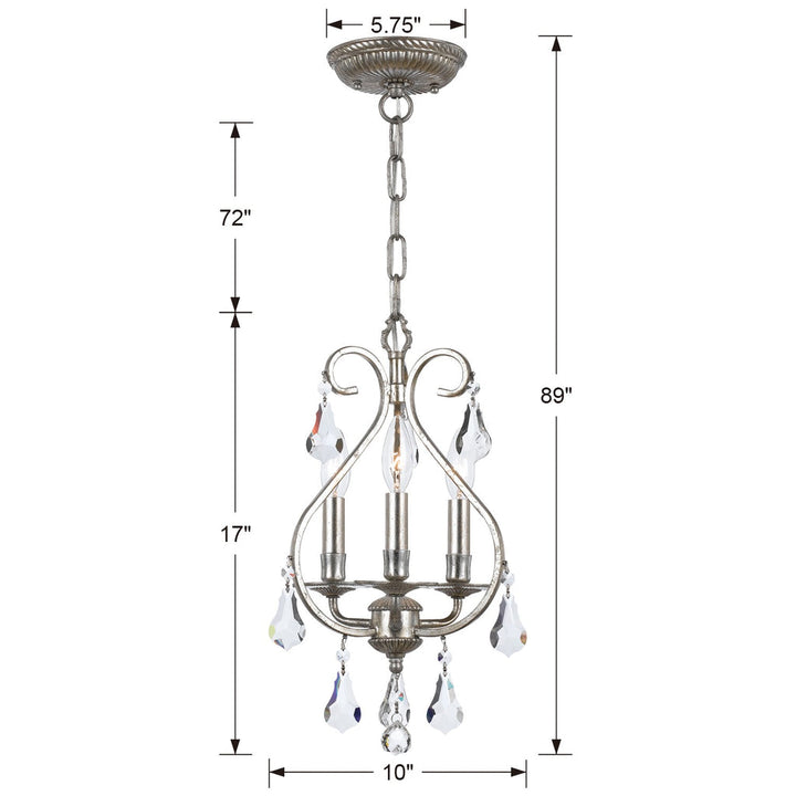 Crystorama Crystorama Ashton 3 Light Swarovski Strass Crystal Olde Silver Mini Chandelier