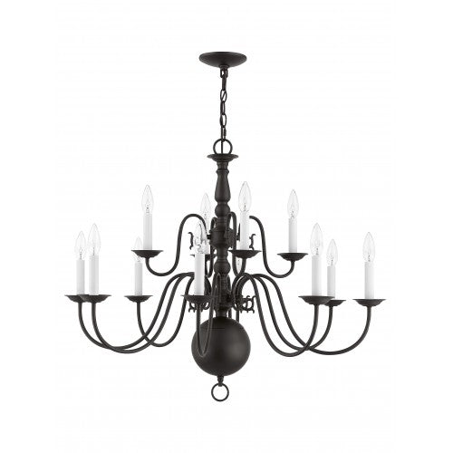 12 Light Bronze Chandelier Livex