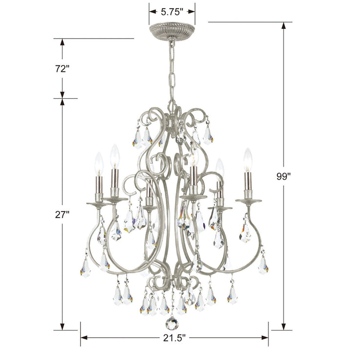Crystorama Crystorama Ashton 6 Light Hand Cut Crystal Olde Silver Chandelier