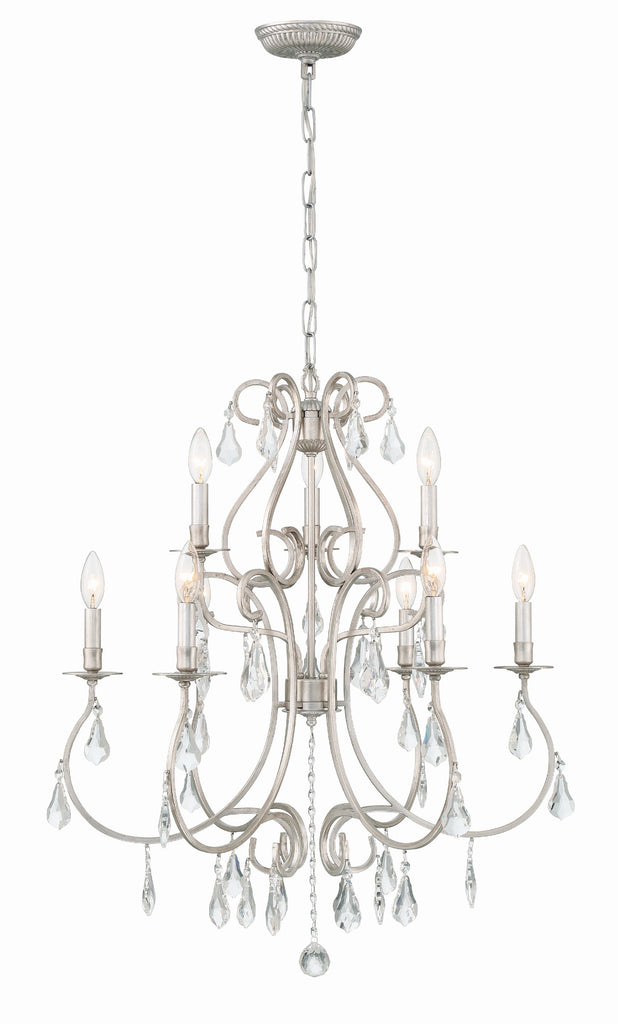 Crystorama Crystorama Ashton 9 Light Hand Cut Crystal Olde Silver Chandelier