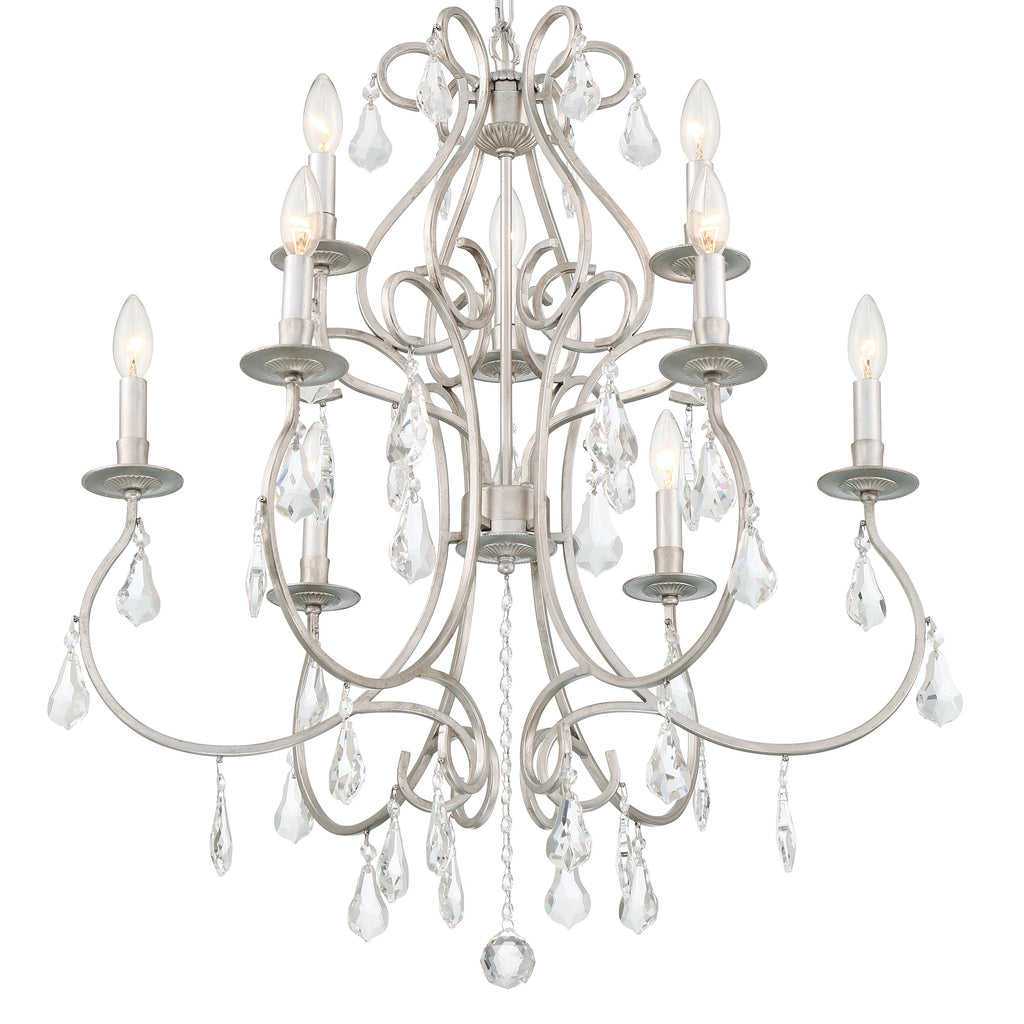Crystorama Crystorama Ashton 9 Light Hand Cut Crystal Olde Silver Chandelier