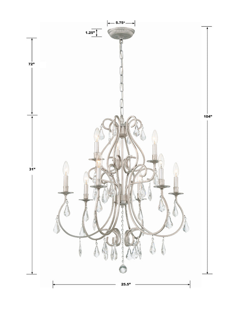 Crystorama Crystorama Ashton 9 Light Hand Cut Crystal Olde Silver Chandelier